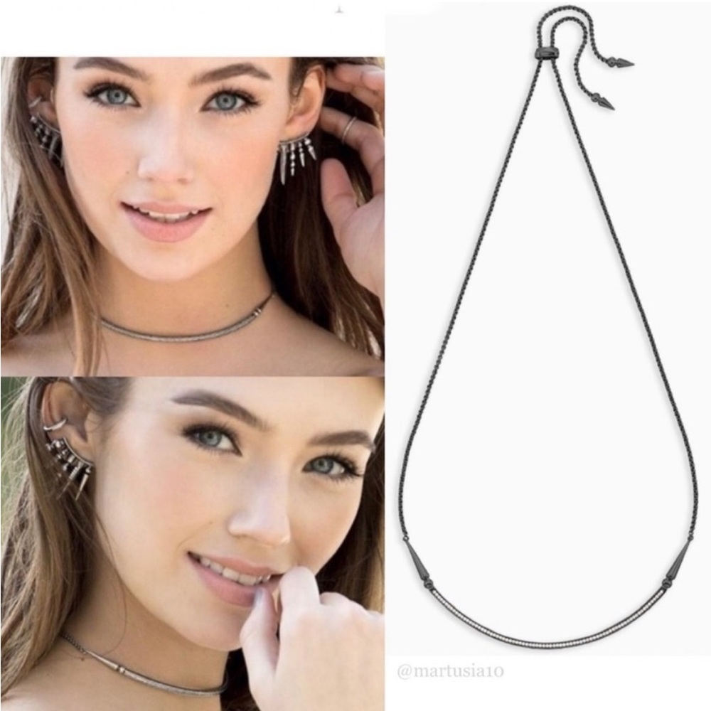 Kendra Scott Scottie Choker Necklace in Gunmetal with adjustable chain